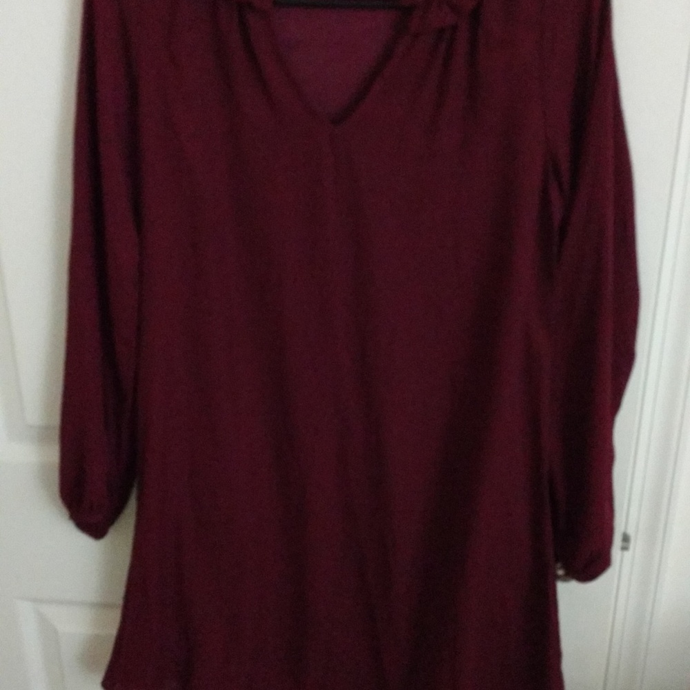 Ruffle neck tunic dress